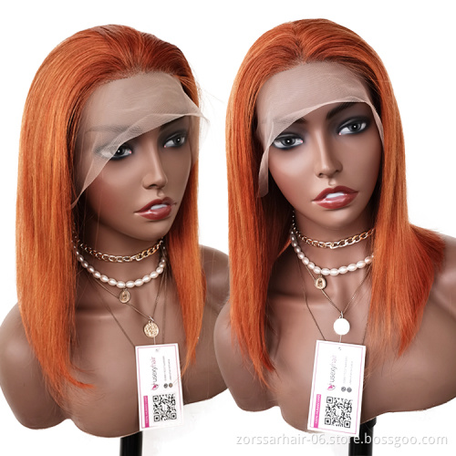 Wig vendors wholesale prices ginger orange bob wigs for black women full transparent hd lace frontal wigs human hair lace front